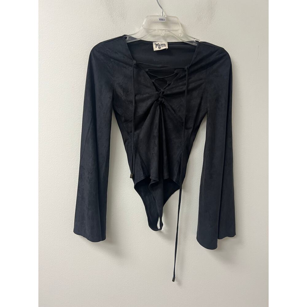 Show Me Your MuMu Black Lace-Up Bodysuit